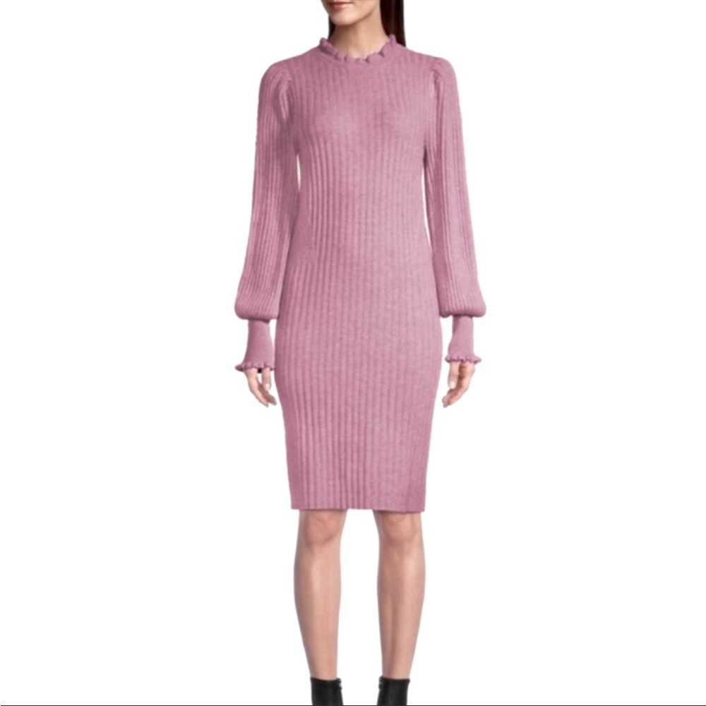 ELIE TAHARI NEW 100% Cashmere Sweater Dress Berry Large BarbieCore Date Night